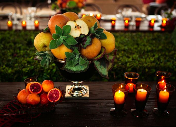 Unique Wedding Centerpiece Made with Fruit