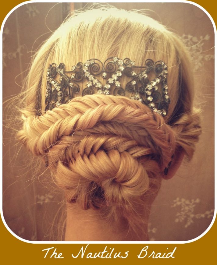 How To hair Girl DIY Wedding Hairstyle Nautilus Braid 2