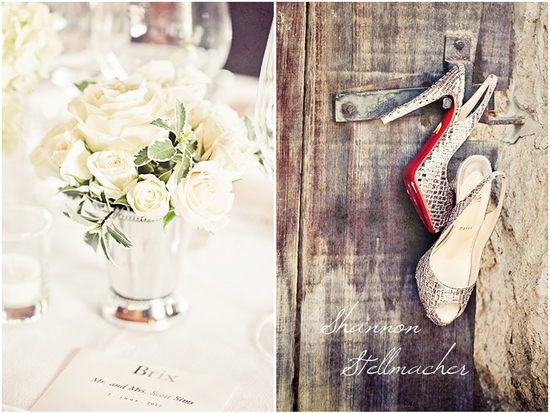 California Wedding Inspiration Ivory Roses and Louboutins
