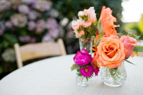 coral peach fuschia wedding flower centerpieces
