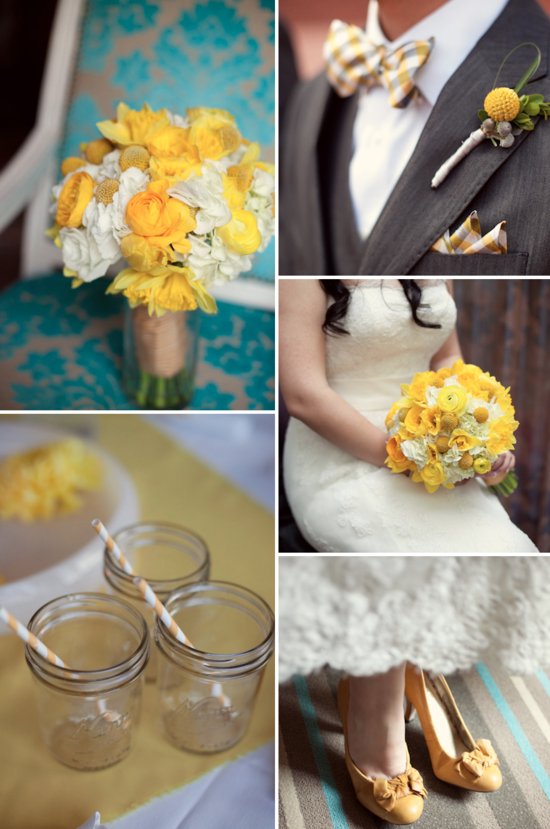 yelow beige taupe wedding color inspiration bridal bouquet bout decor details