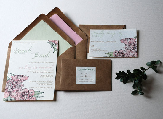 romantic wedding color inspiration soft mauve from Etsy elegant invitations
