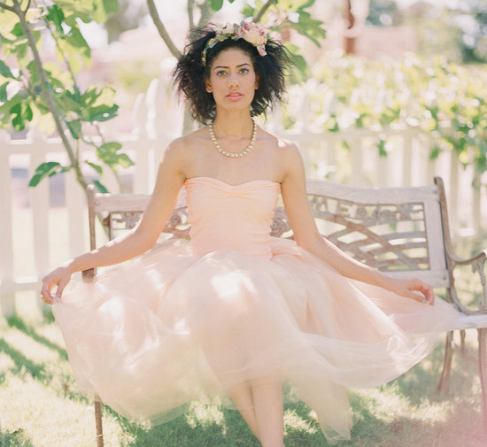 unique wedding dresses non white bridal gown peach tea length