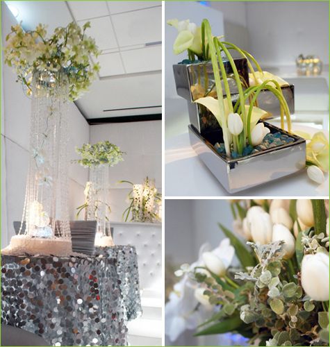 Contemporary Silver and White Decor- Flowers & Tablescapes