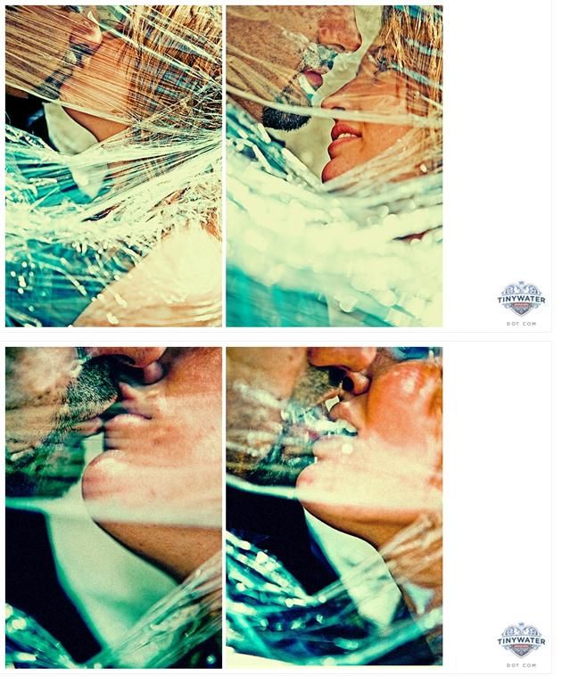 Beautiful nearlyweds stare adoringly at one another and kiss