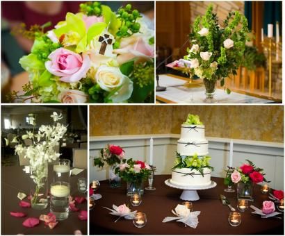 Beautiful floral arrangements in pink, green, fuchsia, ivory