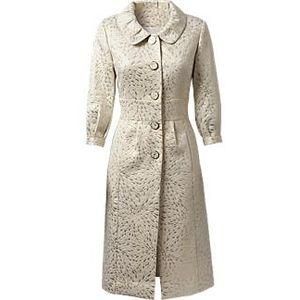 Ivory and champagne Jacquard coat dress with oversized buttons