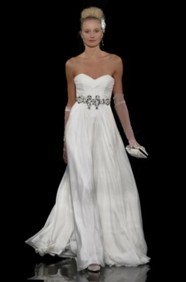 White sweetheart neckline a-line wedding dress with fabulous rhinestone jeweled belt