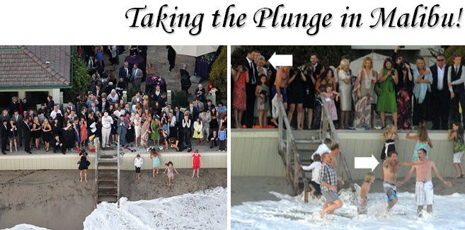 True Blood star Stephen Moyer jumps into the Pacific Ocean after saying I Do to Anna Paquin