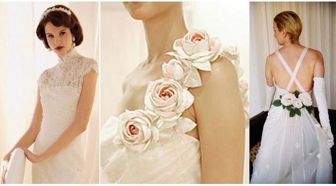 Embellish your classic wedding dress with lace, silk rosettes or a chic train