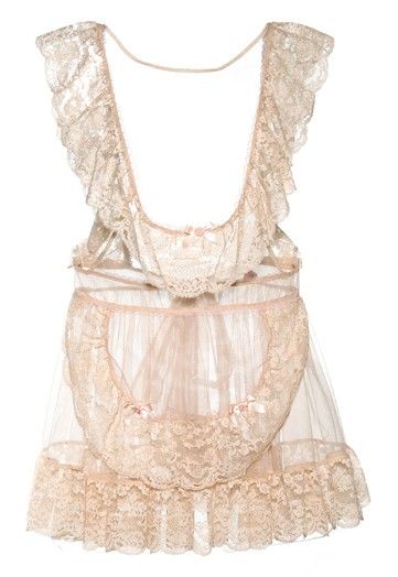 Ruffly sheer blush pink bridal lingerie