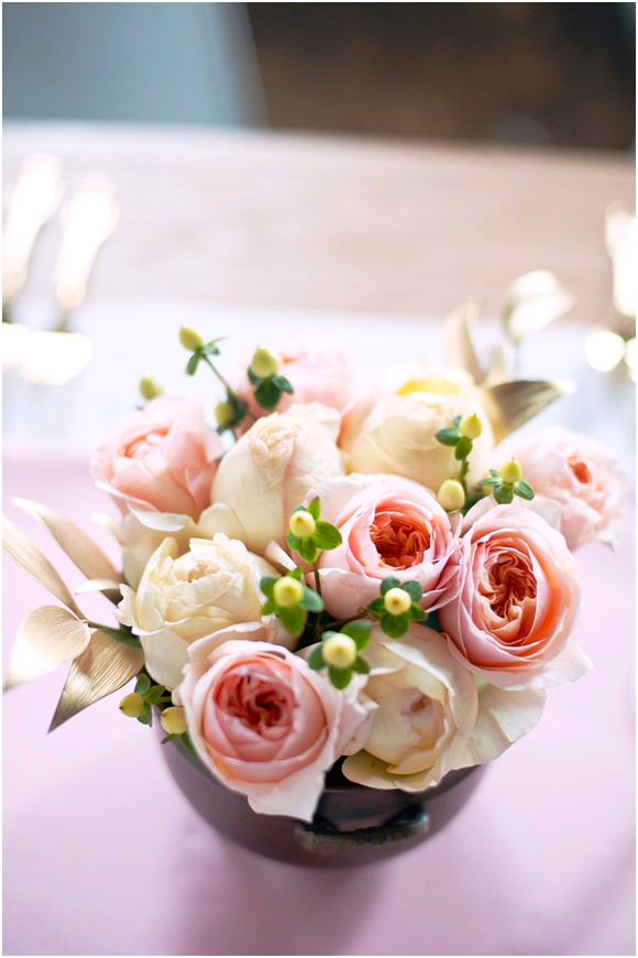 Romantic summer wedding reception table centerpieces- Juliet Peony Rose wedding flowers