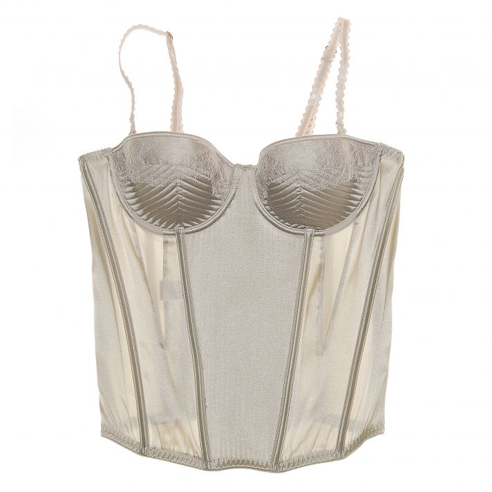 Curve-hugging bridal corset in romantic ivory silk