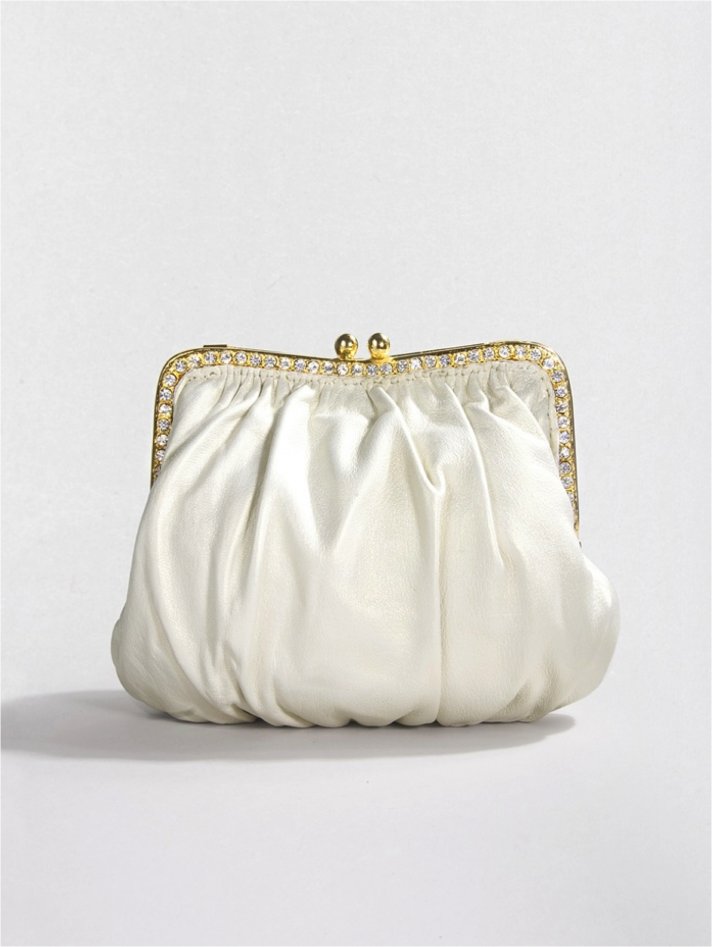 Luxurious lambskin bridal clutch with swarovski crystal embellishments