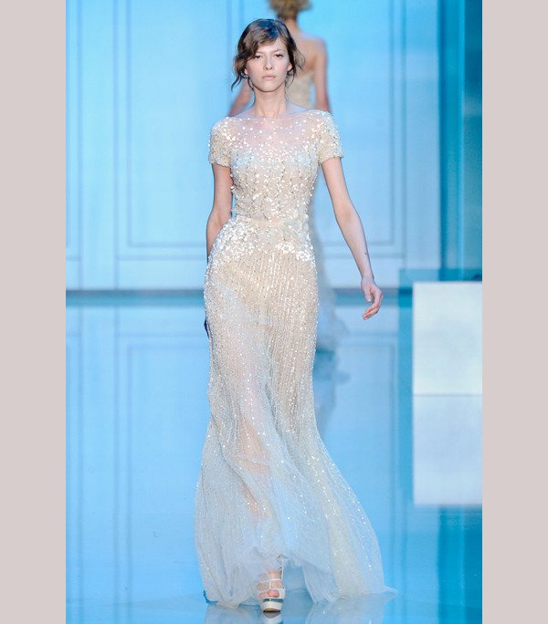Classic knee-length beaded wedding reception dress