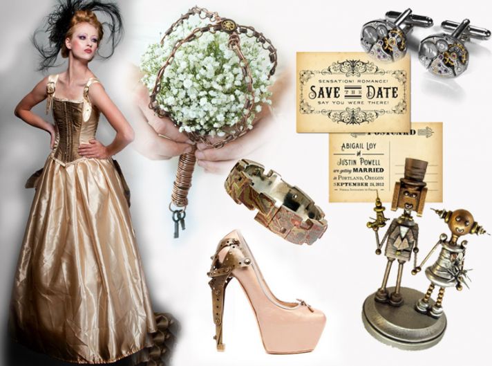 Elegant steampunk vintage wedding theme