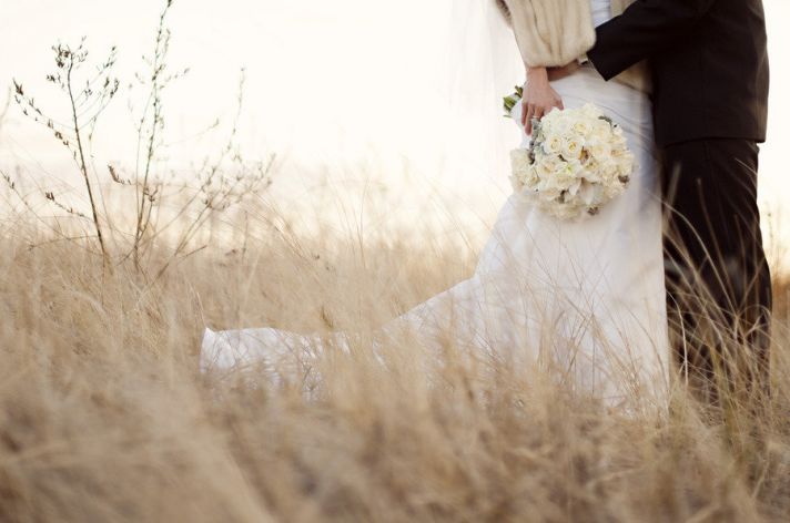 fall winter weddings romantic wedding photo bride groom outside