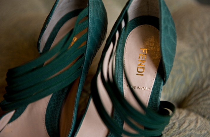 weddings by color green bridal shoes Fendi