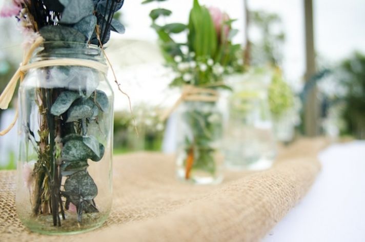 romantic outdoor wedding spring wedding inspiration mason jar centerpieces 2