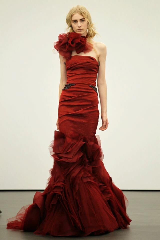 Spring 2012 wedding dresses Vera Wang bridal gown non white dresses red 14