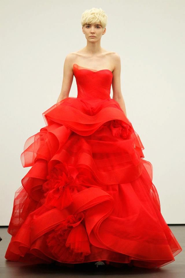 Spring 2012 wedding dresses Vera Wang bridal gown non white dresses red 1