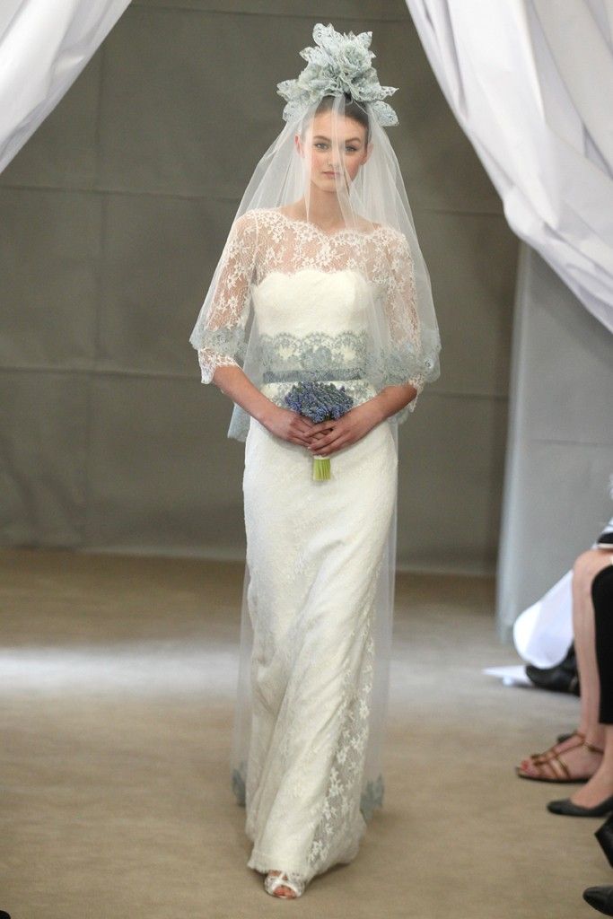 Spring 2013 bridal gowns Carolina Herrera wedding dress lace sheer sleeves