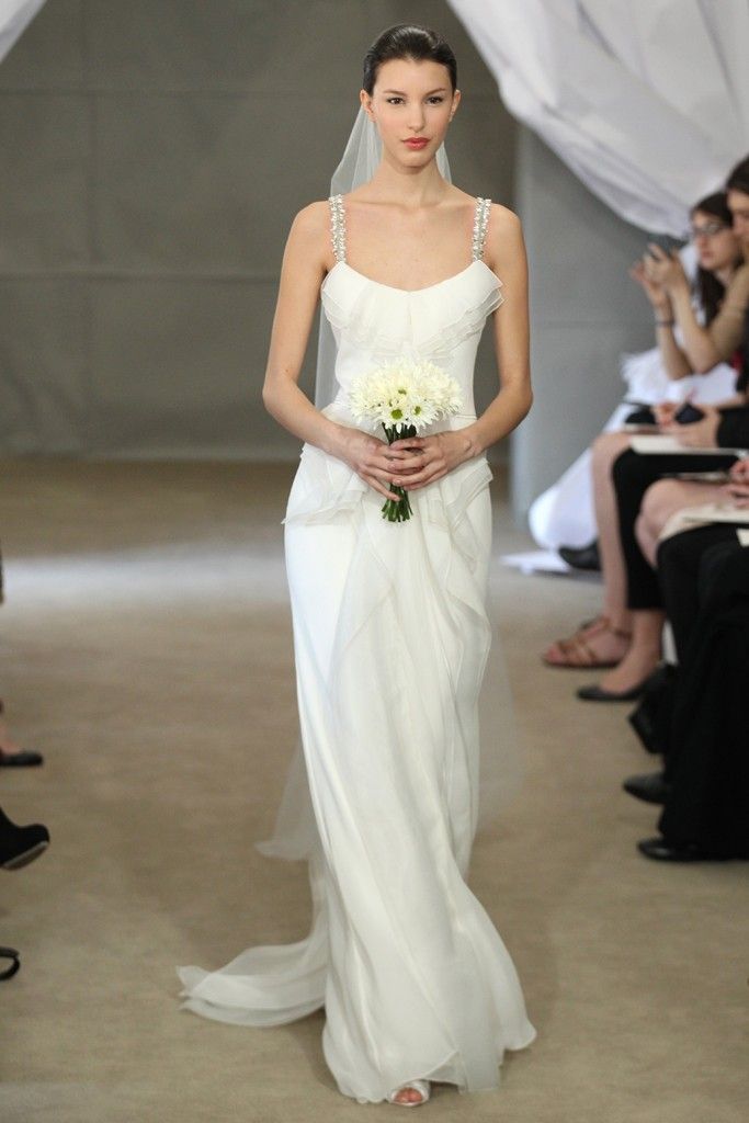 Spring 2013 bridal gowns Carolina Herrera wedding dress beaded spaghetti straps