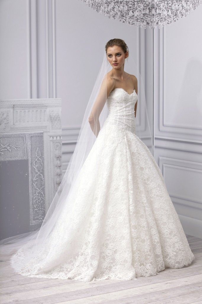 Spring 2013 wedding dress Monique Lhuillier bridal gown lace a line corset bodice