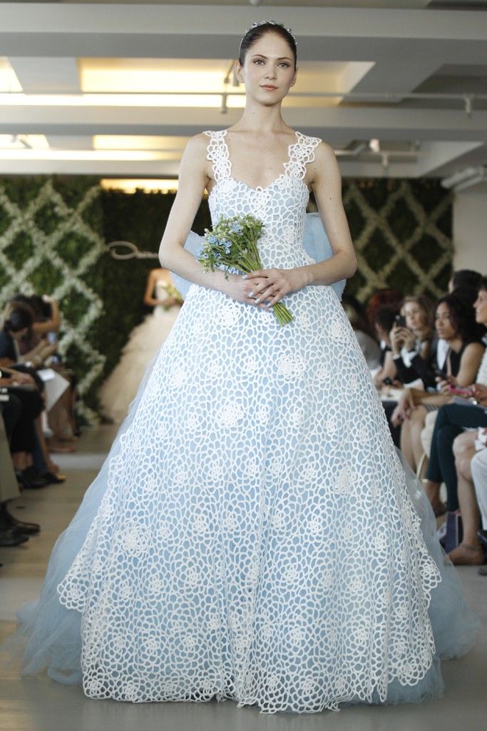 2013 wedding dress trend two tone bridal gowns floral ivory lace light blue tulle