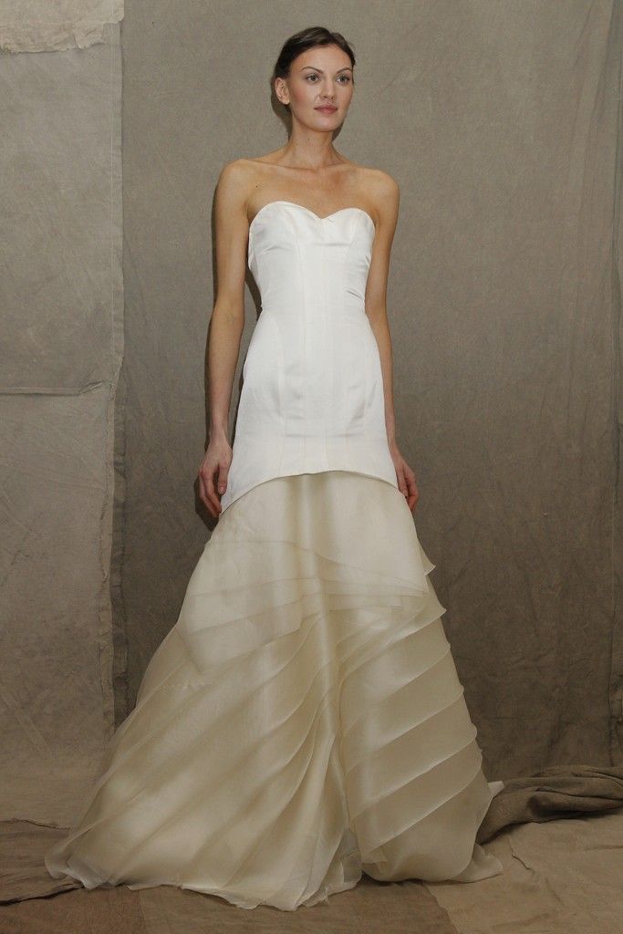 2013 wedding dress trend Lela Rose bridal gown two tone