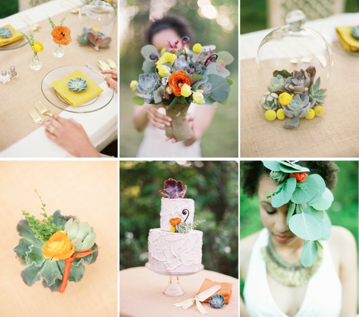 succulents ranunculus wedding flower inspiration