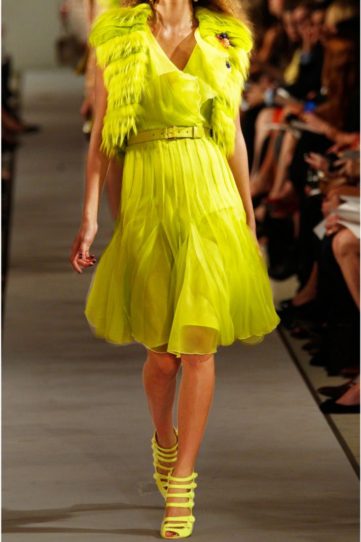 bright neon yellow bridesmaid dress inspiration oscar de la renta