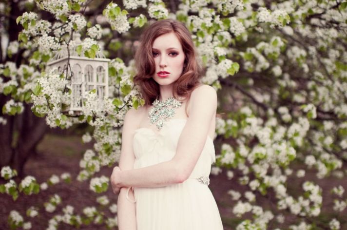 romantic wedding accessories Enchanted Atelier bridal jewelry statement necklace