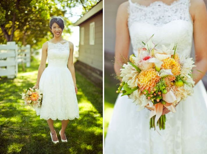 lovely lace LWDs for the brides wedding reception look tea length