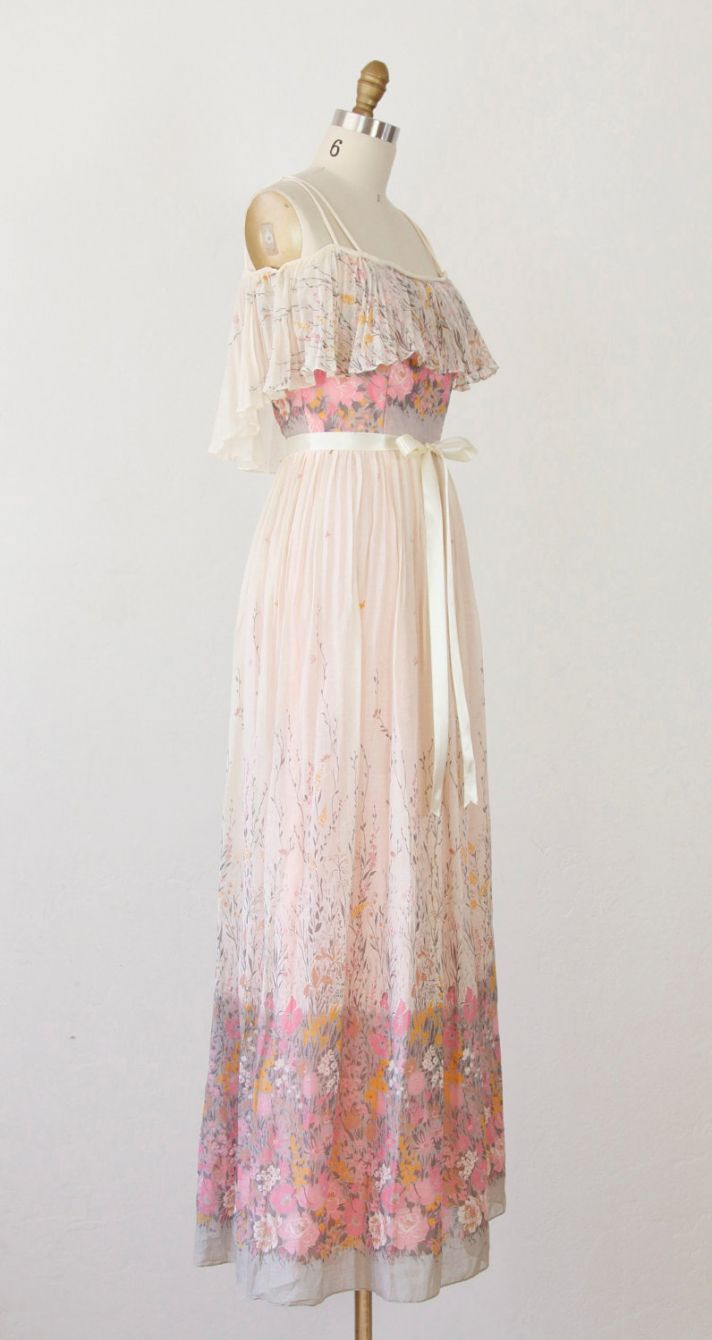 vintage wedding dress bridal gown inspiration from Etsy floral pink ivory