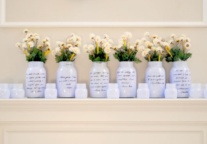 things brides love Mason Jar wedding reception decor centerpieces romantic light lilca