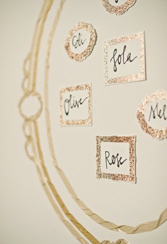 unique wedding escort cards DIY ideas metallic 1