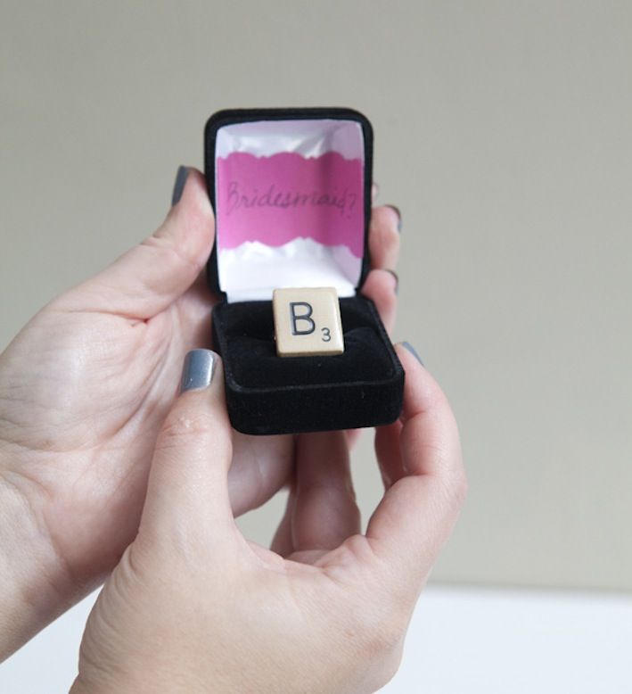 Unique Wedding Ideas to say Will You Be My Bridesmaid Scrabble Ring