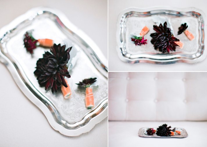 Modern Winter Wedding DIY Bouts Black Dahlias