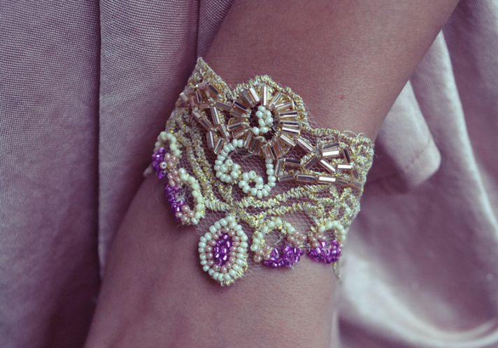 DIY wedding bracelet gold purple