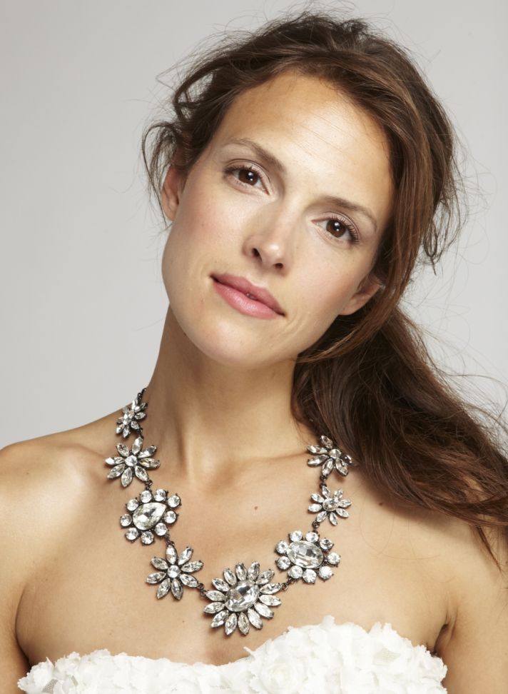 Statement Wedding Necklace Crystal Flowers