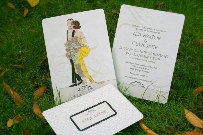 vintage hollywood wedding save the date