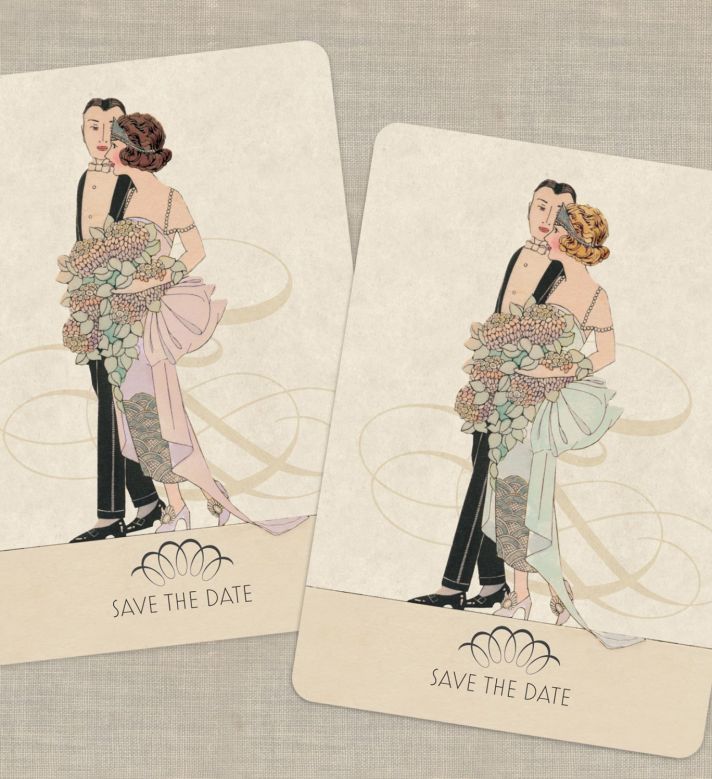 vintage hollywood wedding save the date