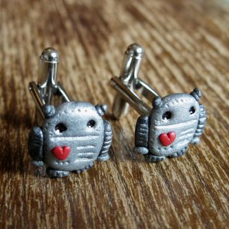 Robots in Love groom cuff links