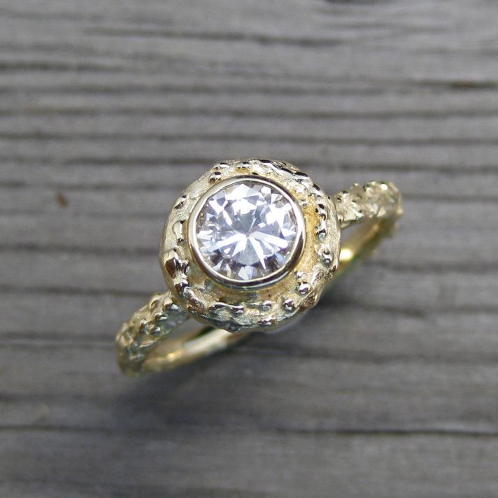 Recycled Engagement ring moissanite stone