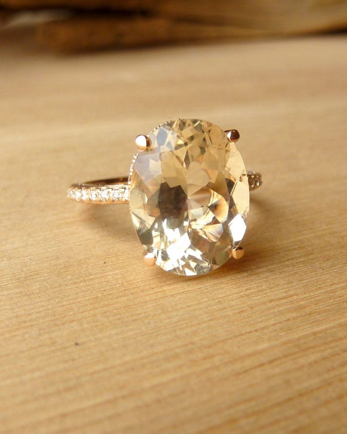 Unique Engagement Ring Sunstone with Diamonds