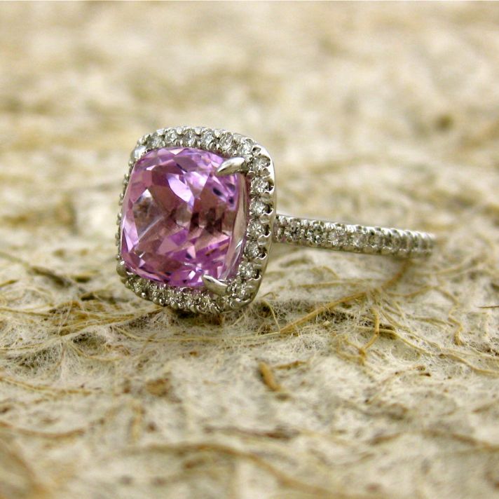 Halo Moissanite Engagement Ring with diamonds