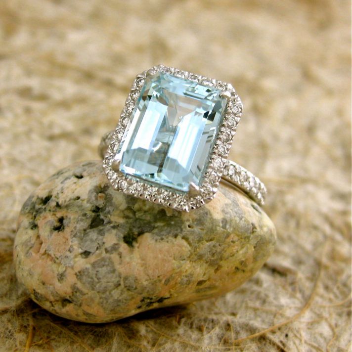 Halo Moissanite Engagement Ring with diamonds