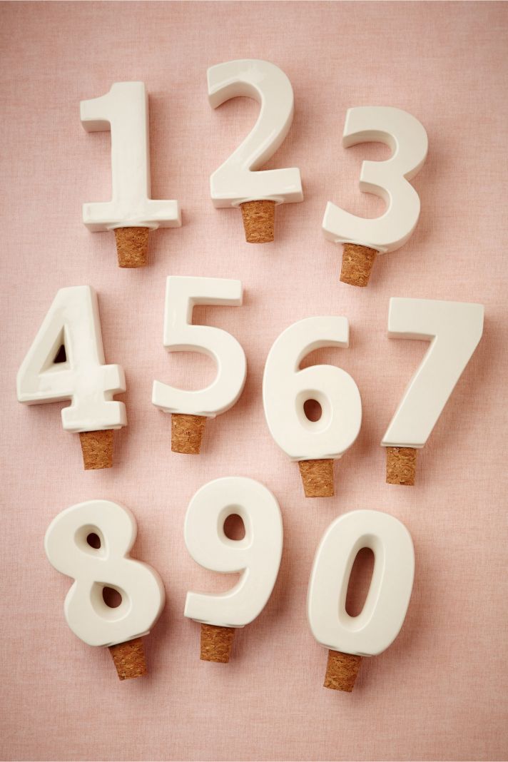 Beach wedding table numbers white and cork by BHLDN