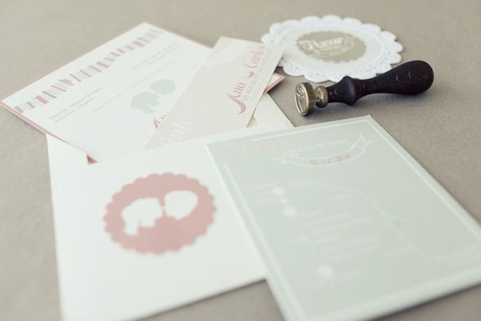 pastel boxed wedding invitation set